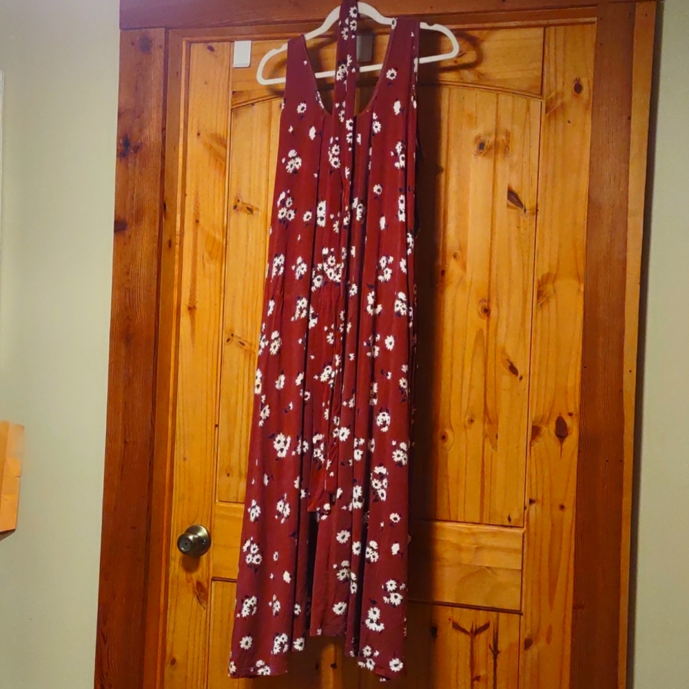 Latched Mama Burgundy Floral Dress